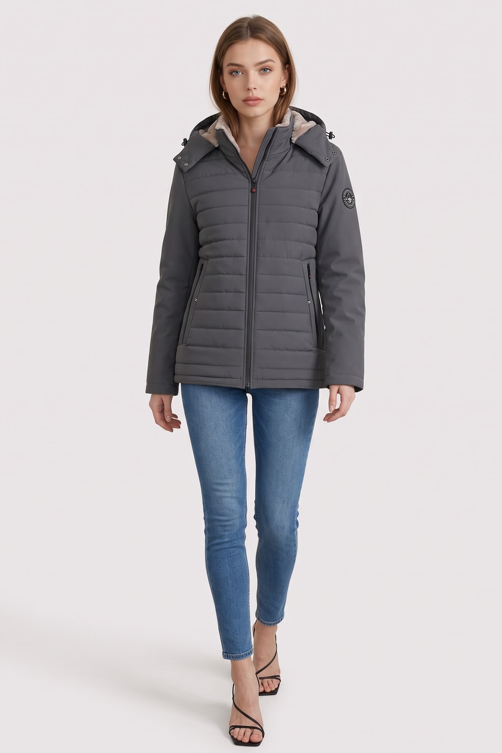 Hooded Insulated Winter Coat Quilted Warm Lining - 5