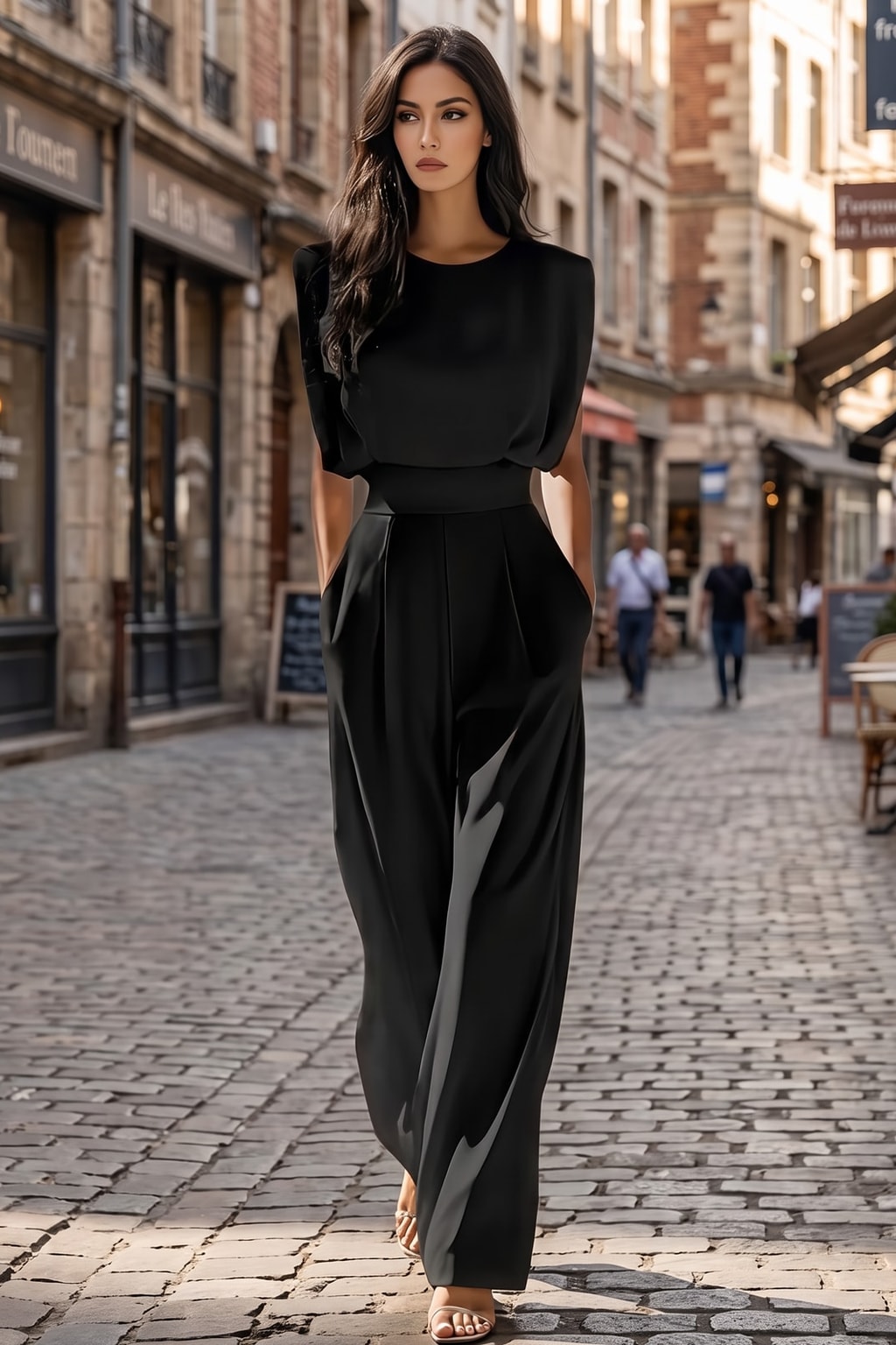 Belted Flowy Jumpsuit for Women - 4