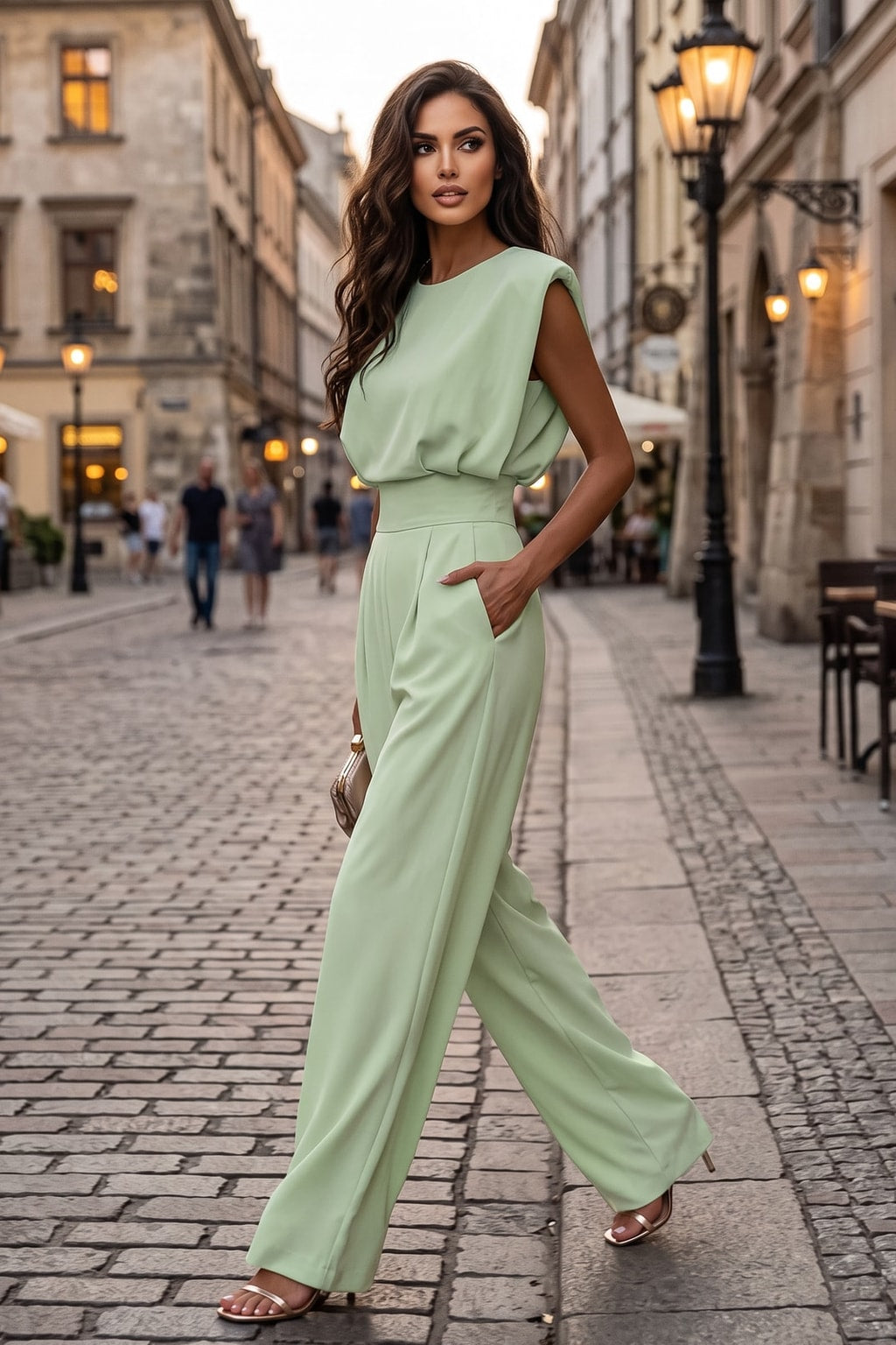 Belted Flowy Jumpsuit for Women - 6