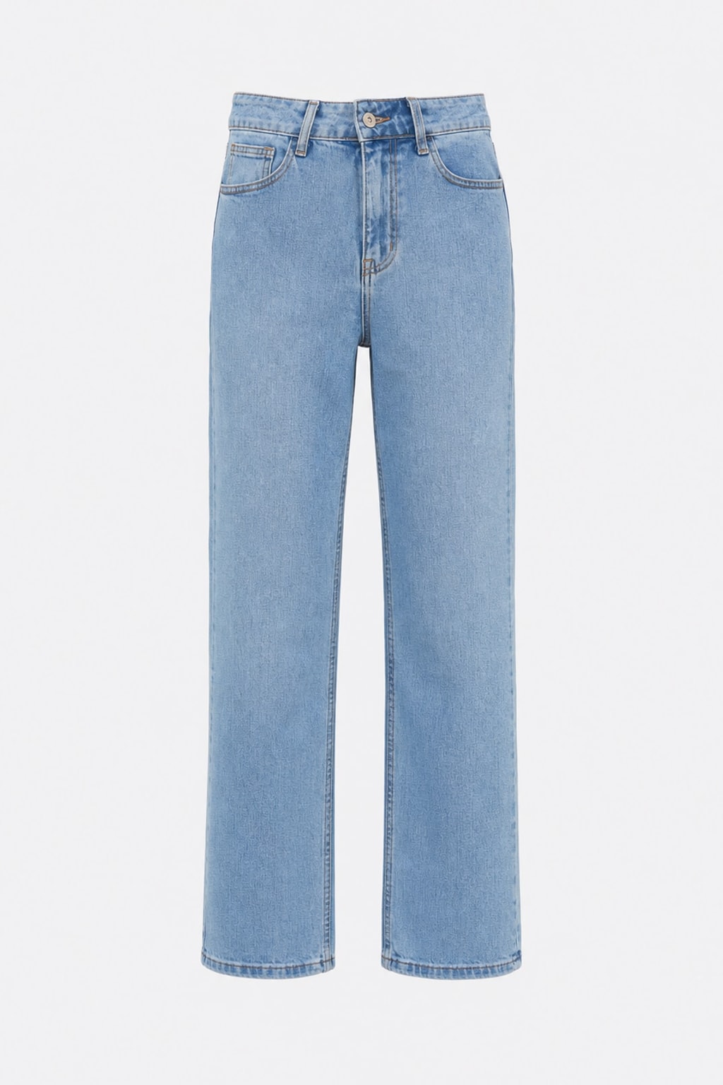 Stretch Denim Straight-Leg High-Waisted Jeans - 1