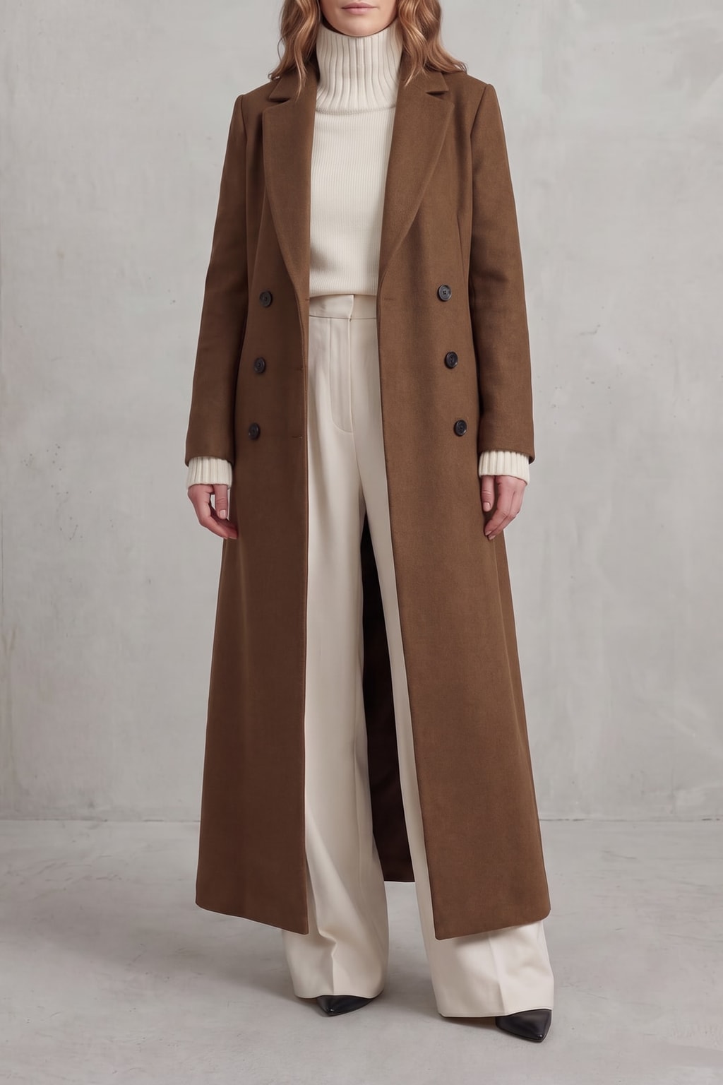 Warm Wool Blend Long Coat Double Breasted Tailored Fit - 4