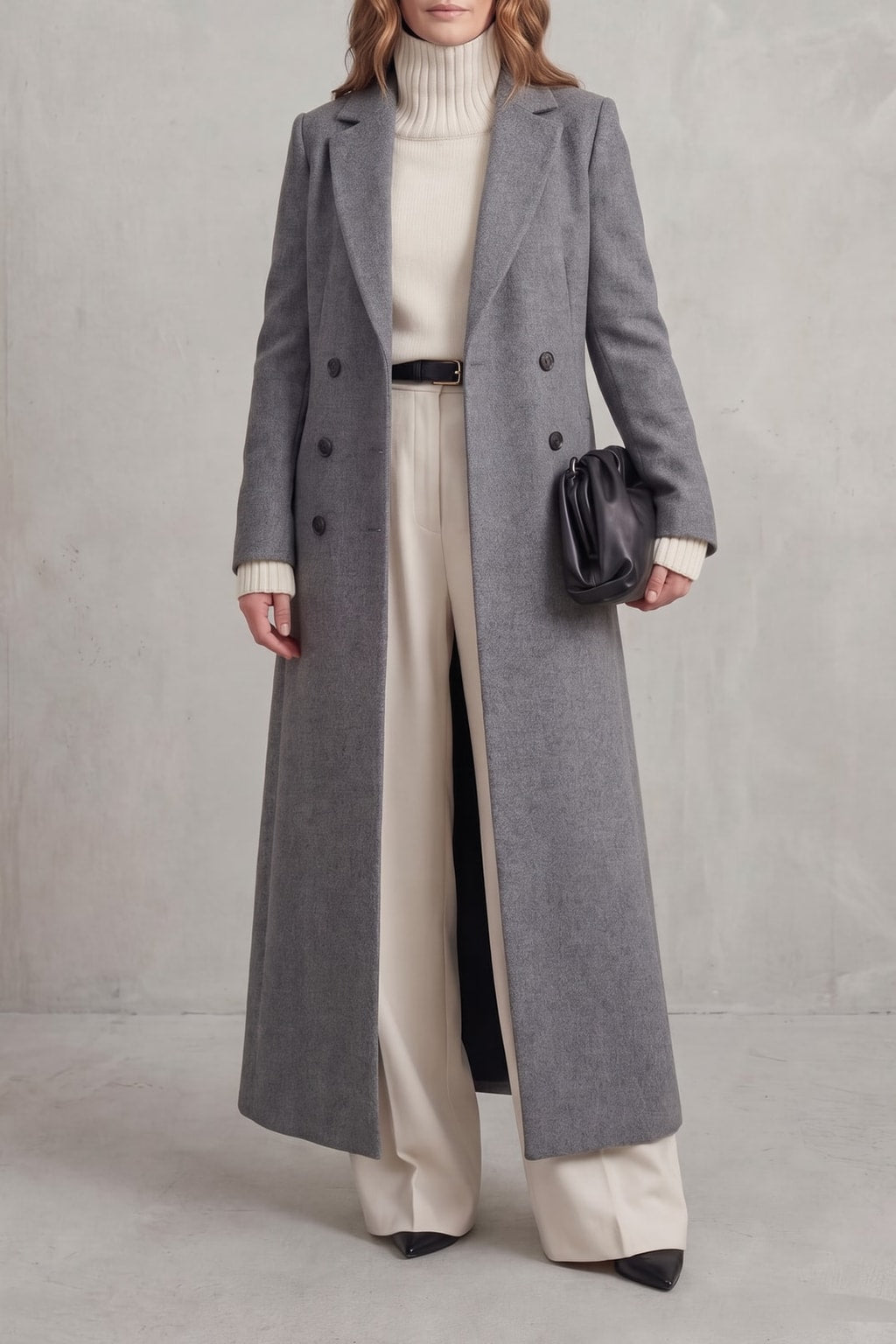 Warm Wool Blend Long Coat Double Breasted Tailored Fit - 6
