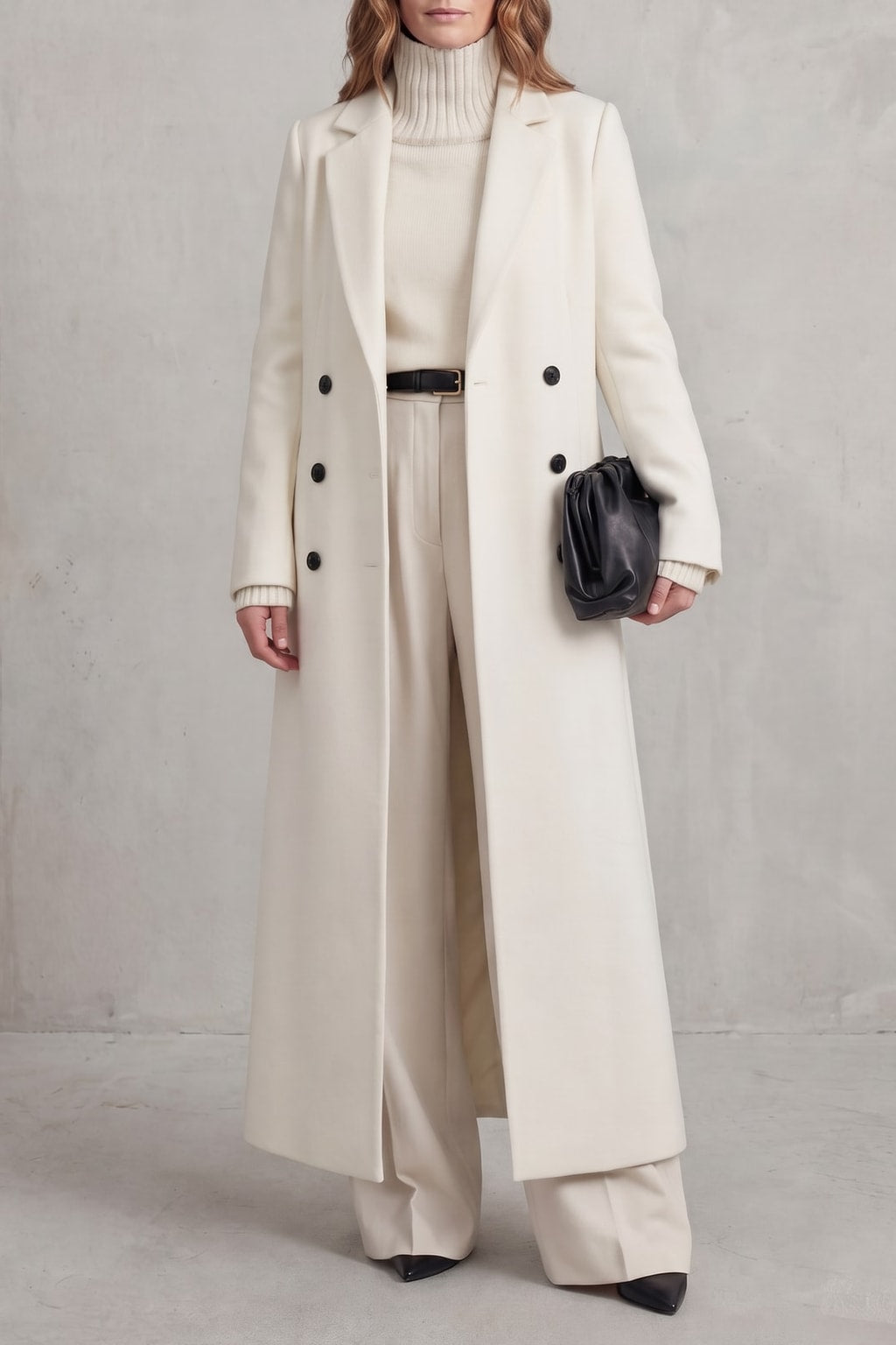 Warm Wool Blend Long Coat Double Breasted Tailored Fit - 8