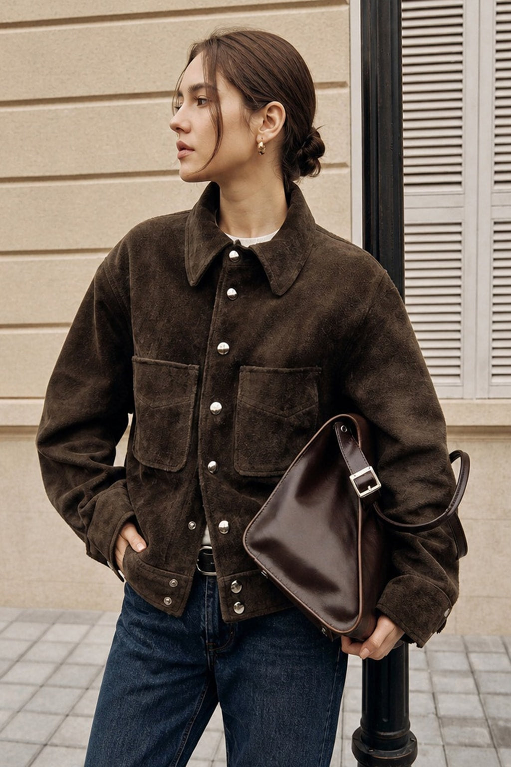 Polyester Single-Breasted Pocket Jacket - 2