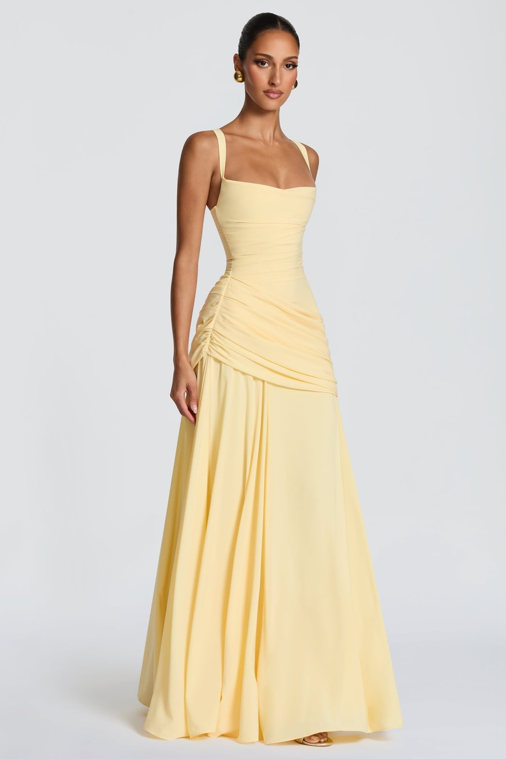 Chiffon Maxi Dress With Twist Cowl Neckline - 4