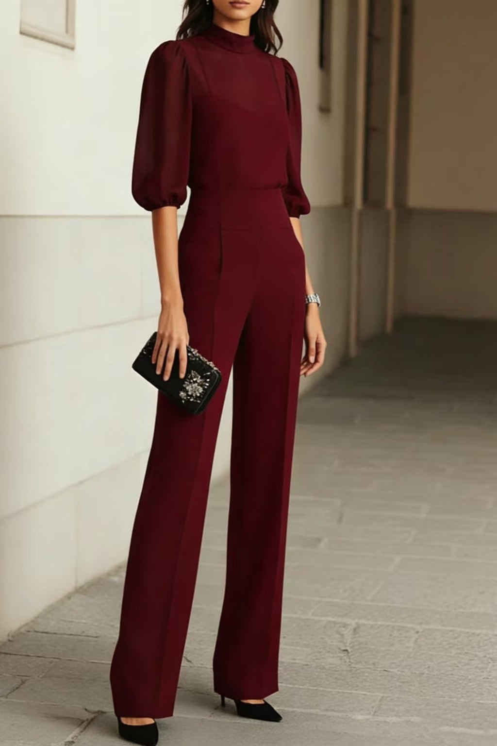 Three-Piece Wide-Leg Pant Set - 9