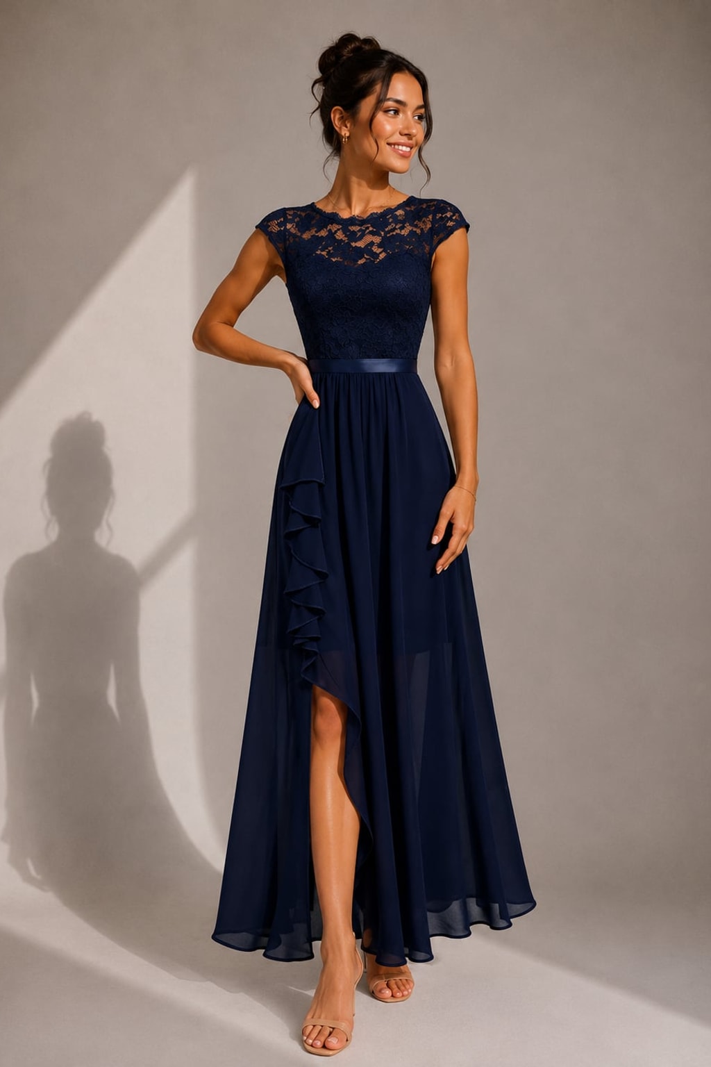 A-Line Lace-Trim Maxi Dress - 2