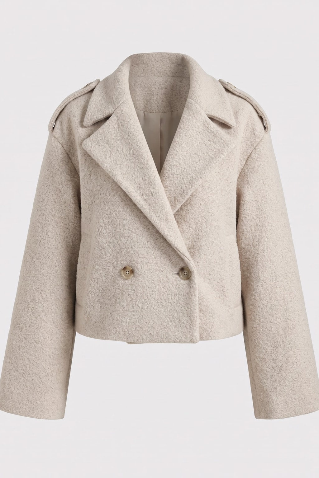 Cozy Cropped Jacket with Notch Collar - 1