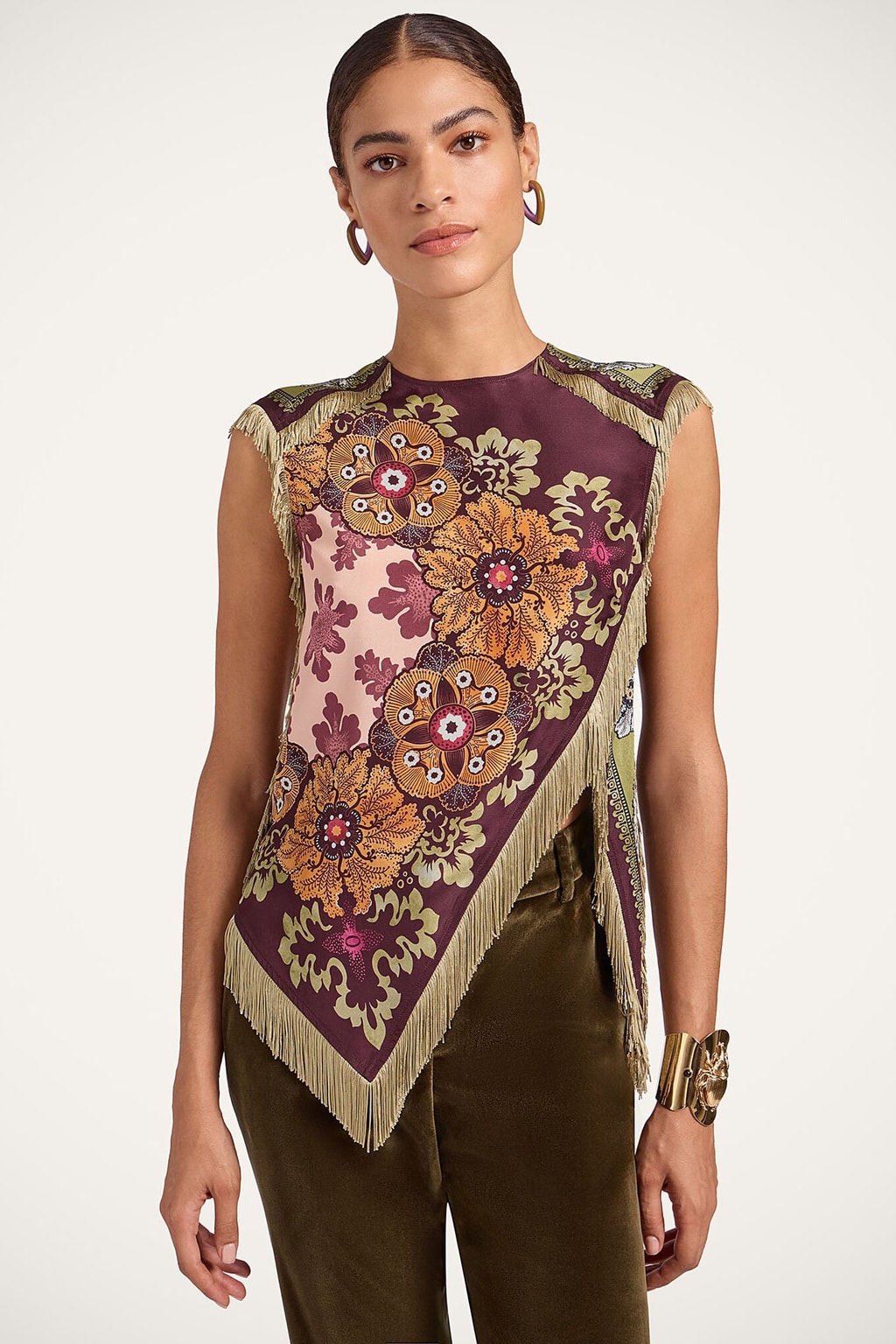 Silky Multi-Color Asymmetrical Fringe Top - 2