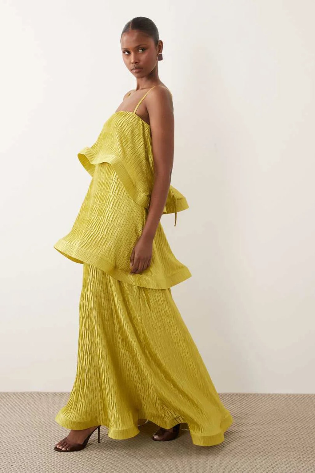 Plisse Maxi Dress with Zigzag Tiered Design - 2