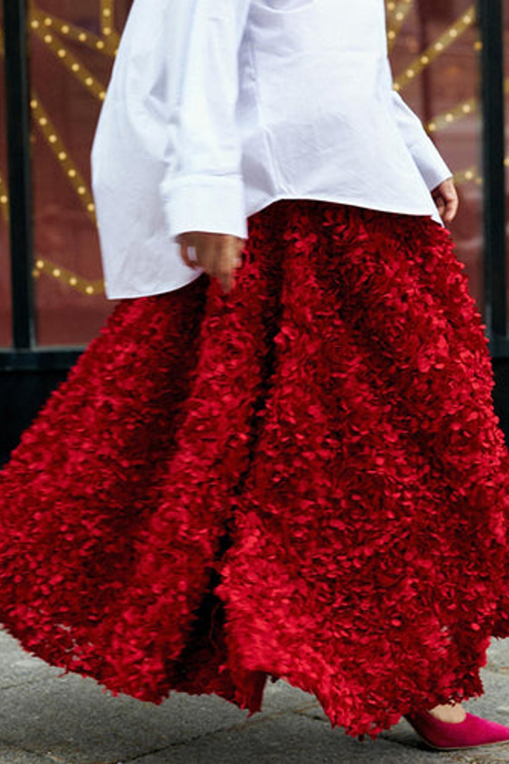 A-Line Skirt With Floral Applique - 2