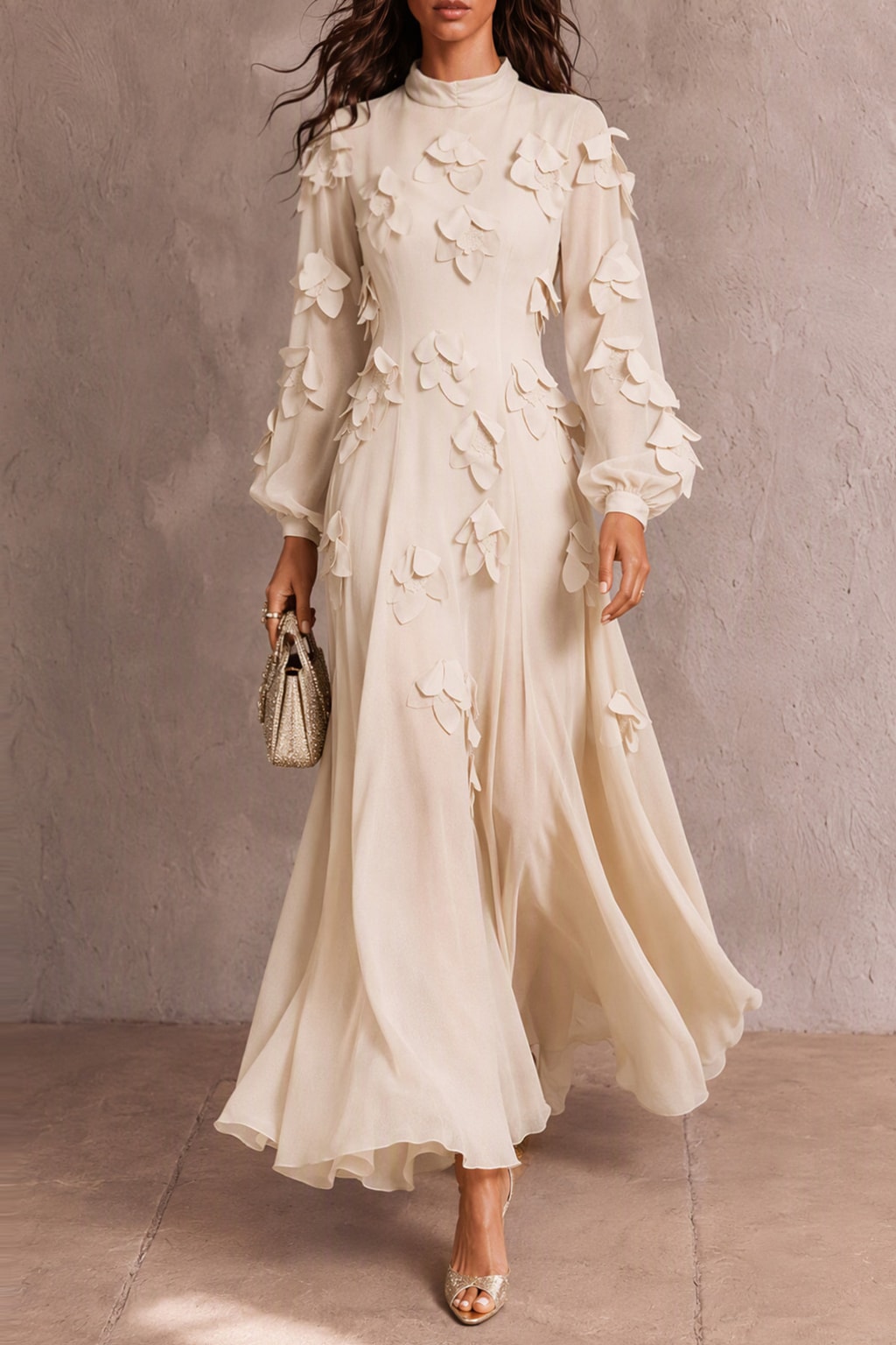 Terylene Maxi Dress With High Neck - 2