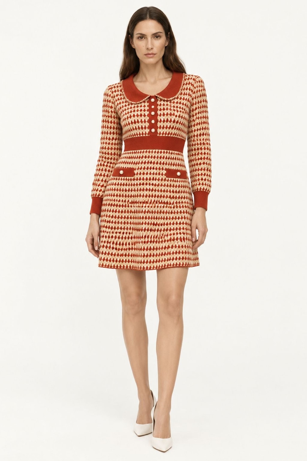 Jacquard Slim-Fit Sweater Dress With Metallic Threading - 2