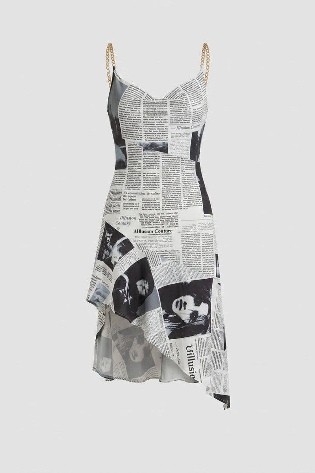 Printed Strapless Mini Dress with Asymmetric Hem - 1
