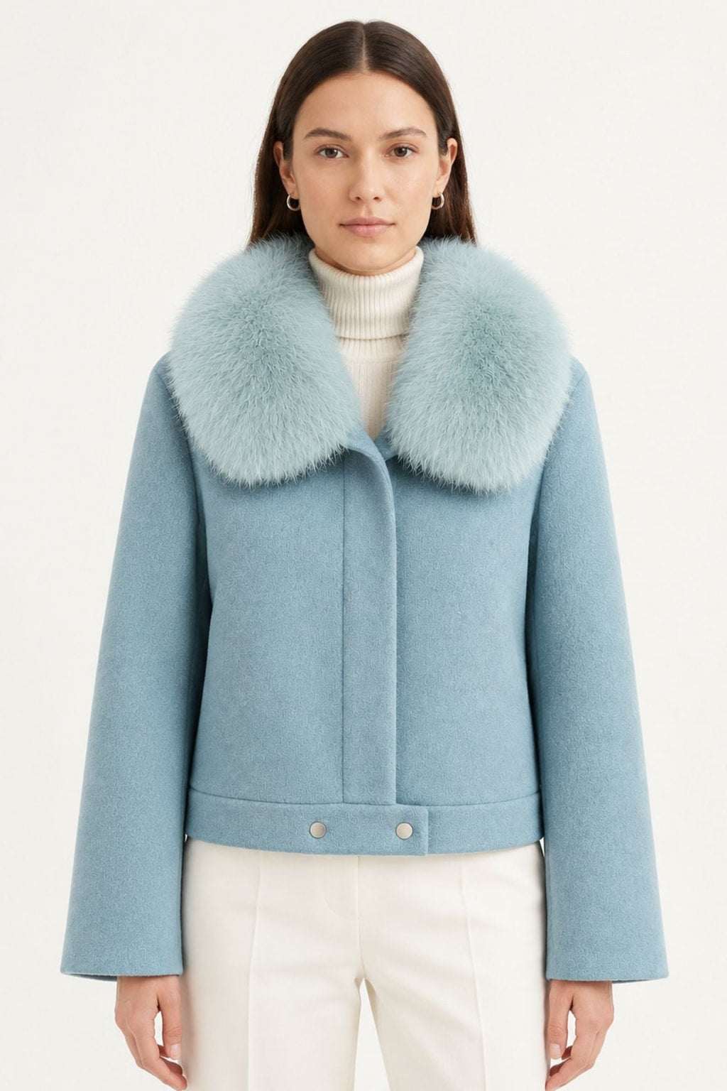 Wool Coat With Fox Fur Collar And Tailored Silhouette - 2