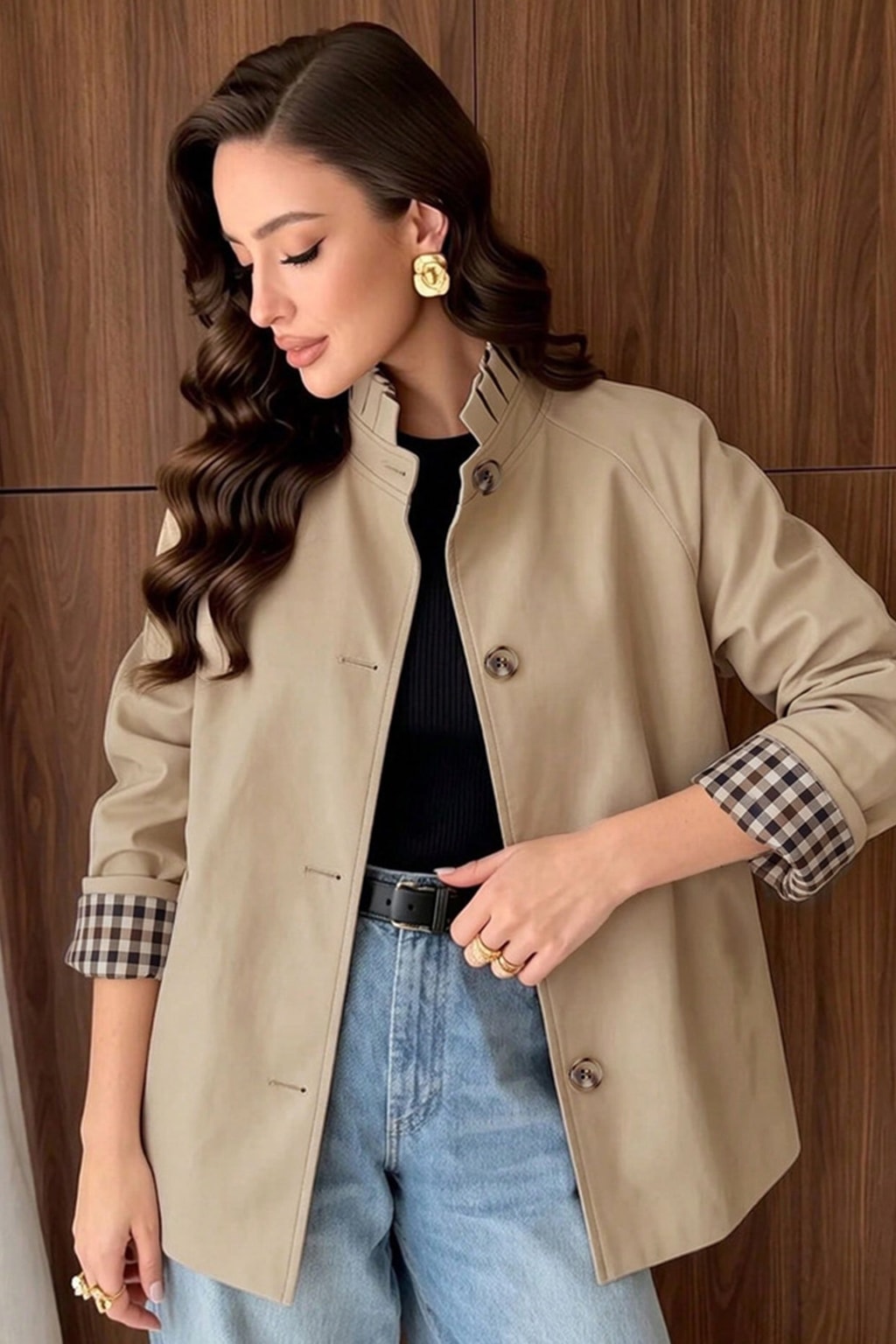 Polyester Jacket Casual Button - 2