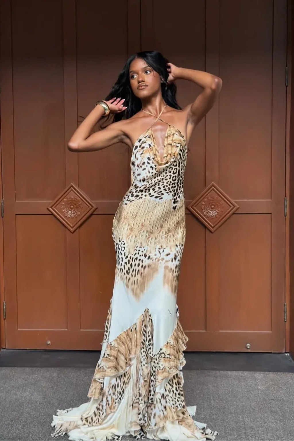Maxi Dress Halter Neck Tiered Ruffle - 2