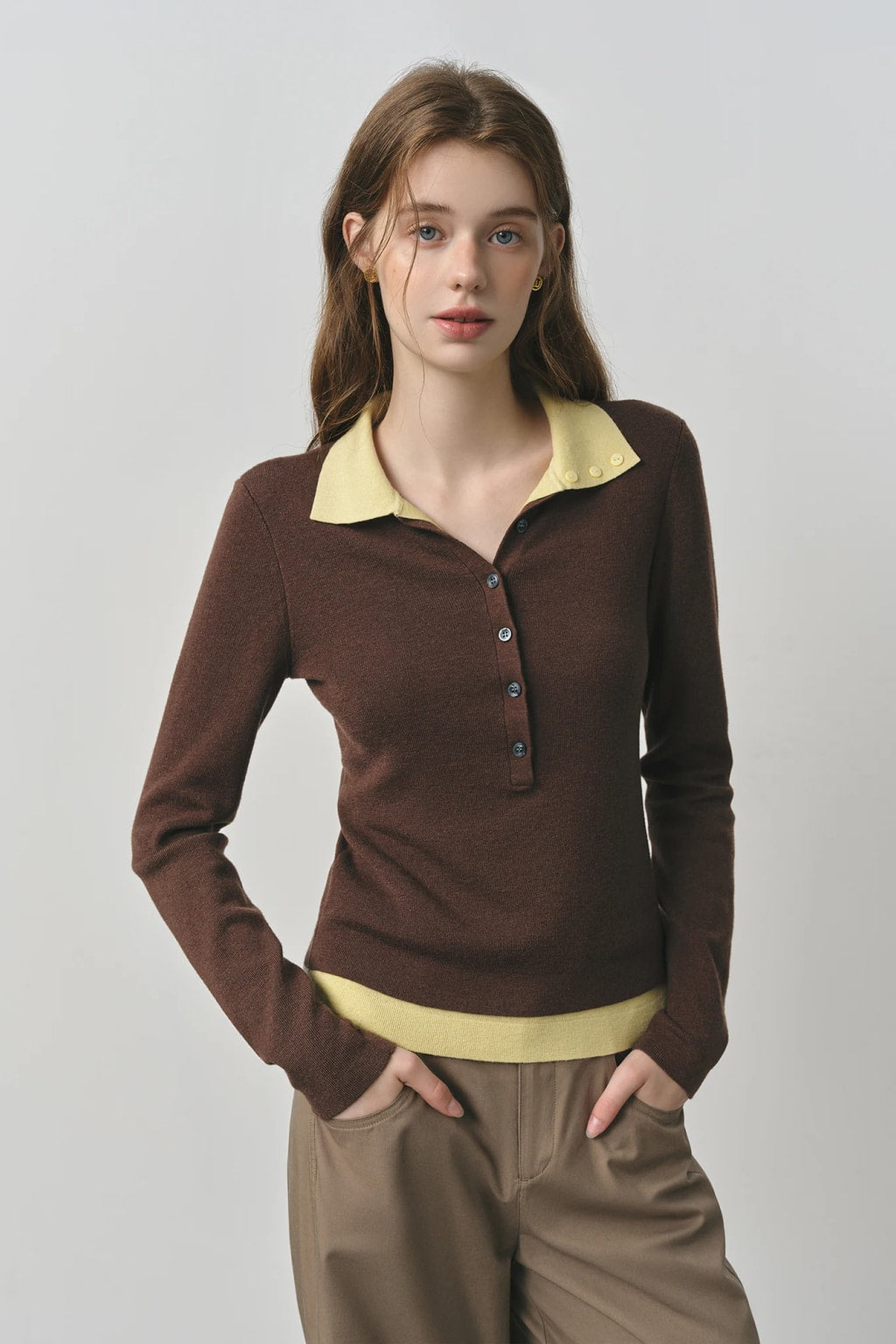 Knit Sweater Color Block Vintage V-Neck - 2