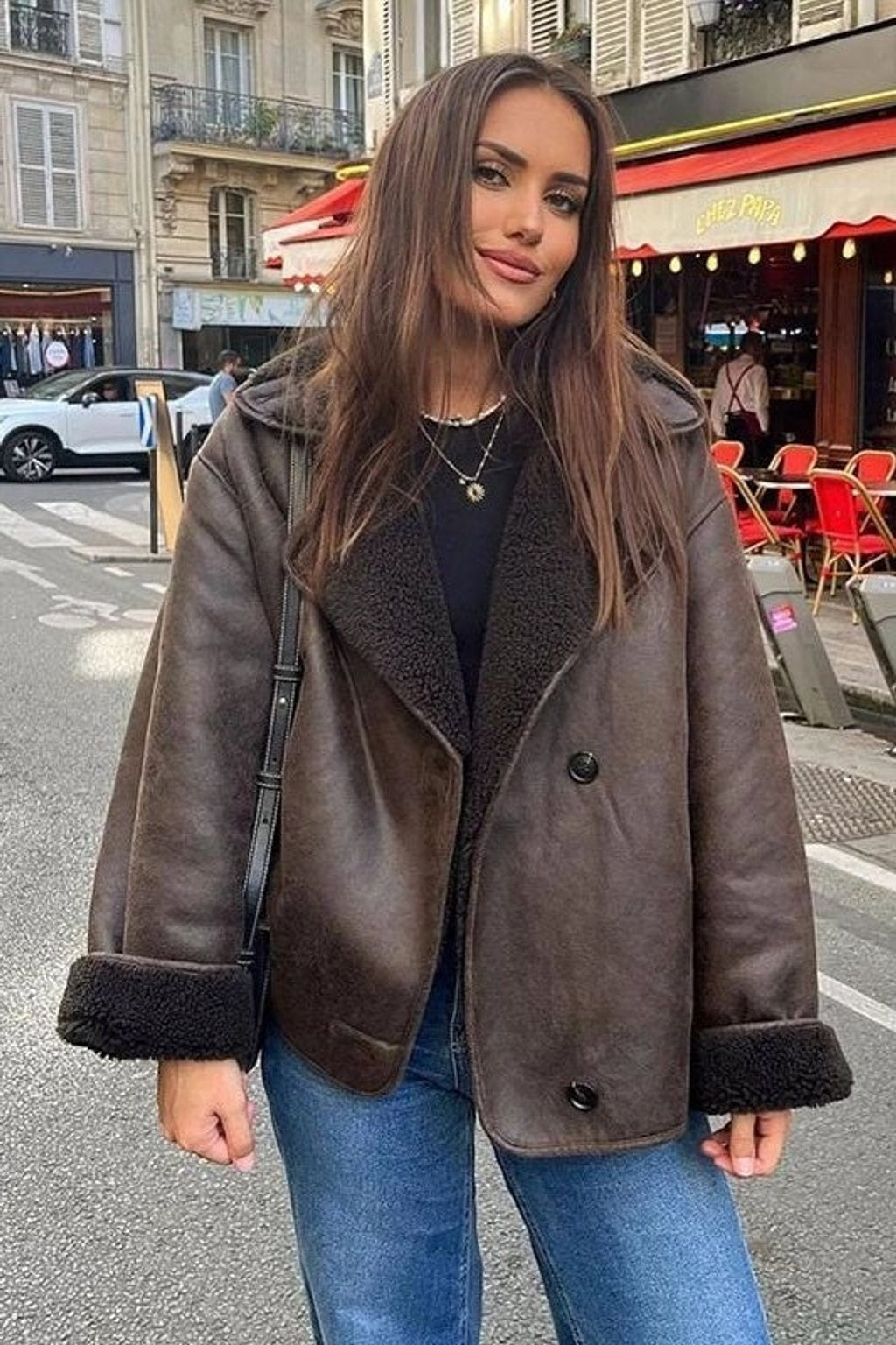 Plush-Trimmed Jacket Relaxed-Fit Collared - 2