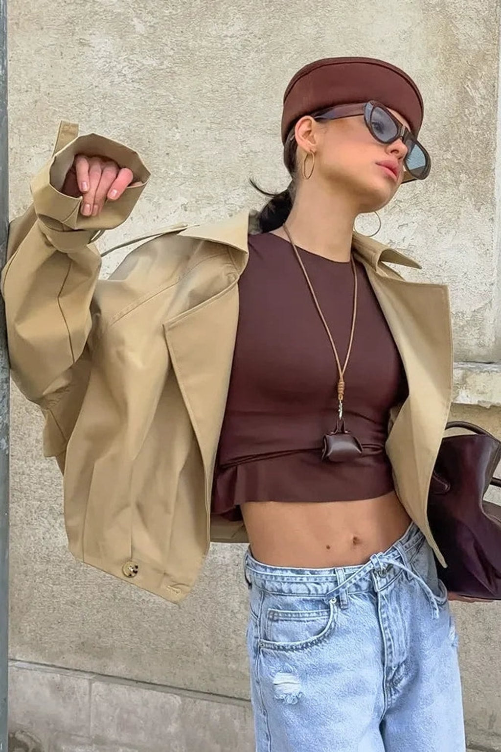 Cotton Cropped Jacket Collared - 1