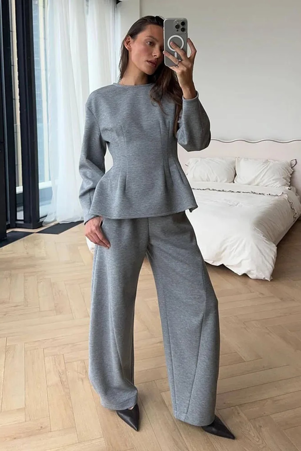 Tracksuit 2 Piece Set With Wide Leg Pants - 2