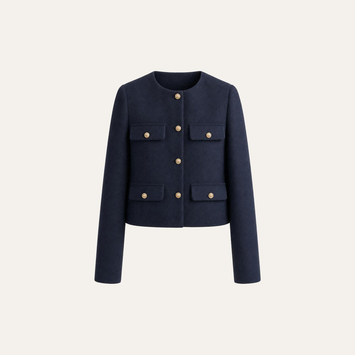 Blazers - navy fitted blazer with gold tone buttons on ivory