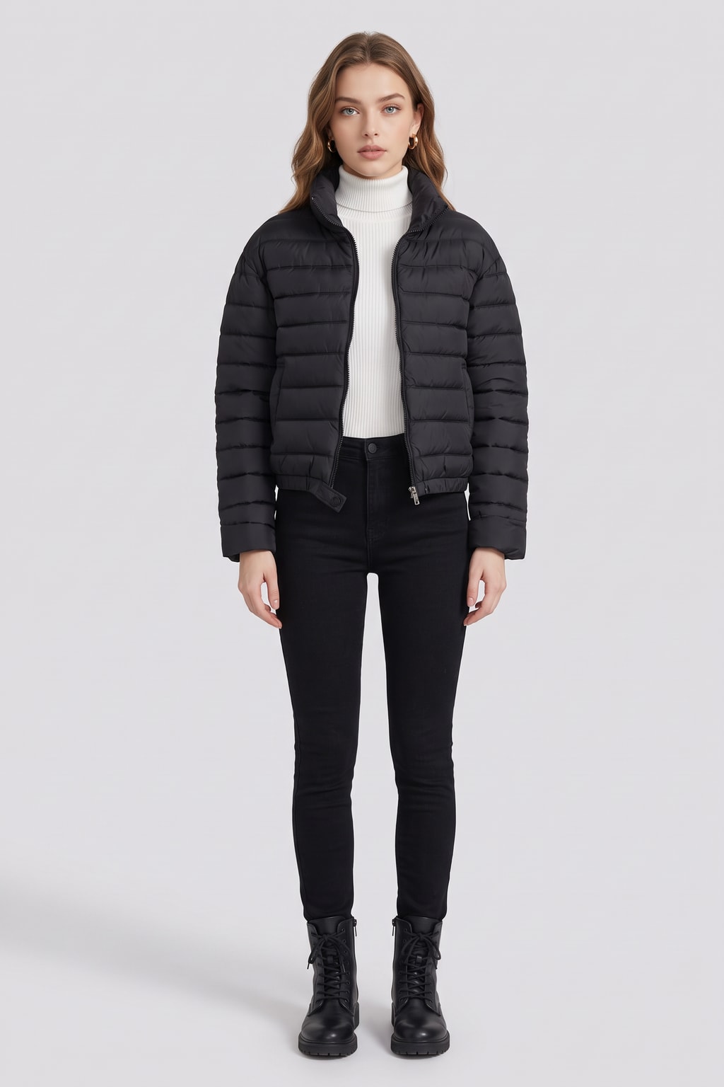 Women Stand Collar Short Parka Winter Padded Jacket - 11