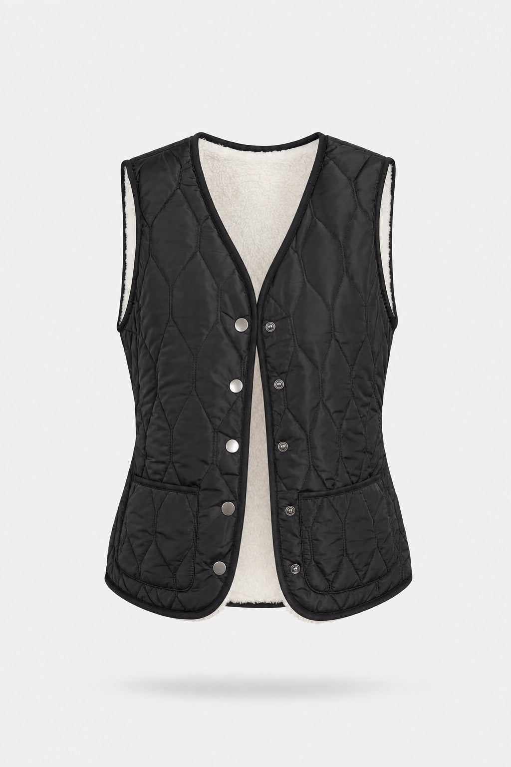 Quilted Puffer Vest In Black - 1