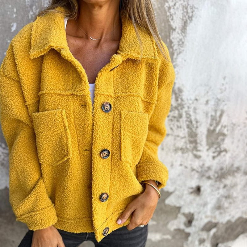 Teddy fleece button-front shacket with patch pockets - view 3