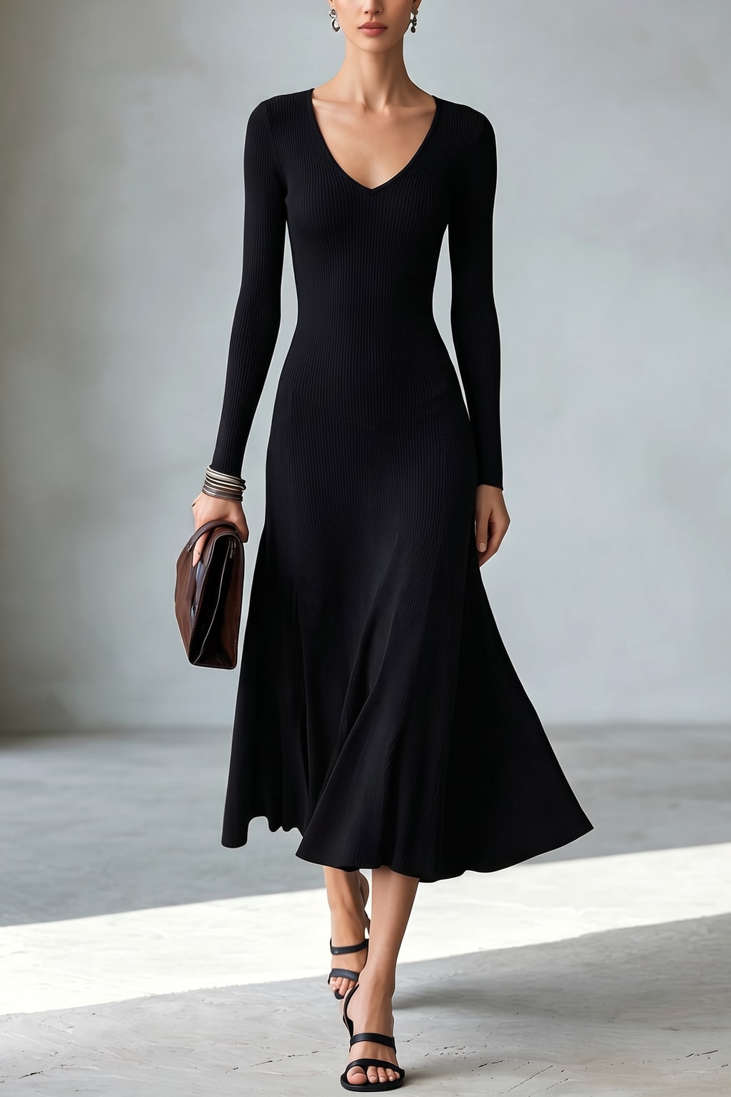 Cotton Maxi Dress With V Neck - 7