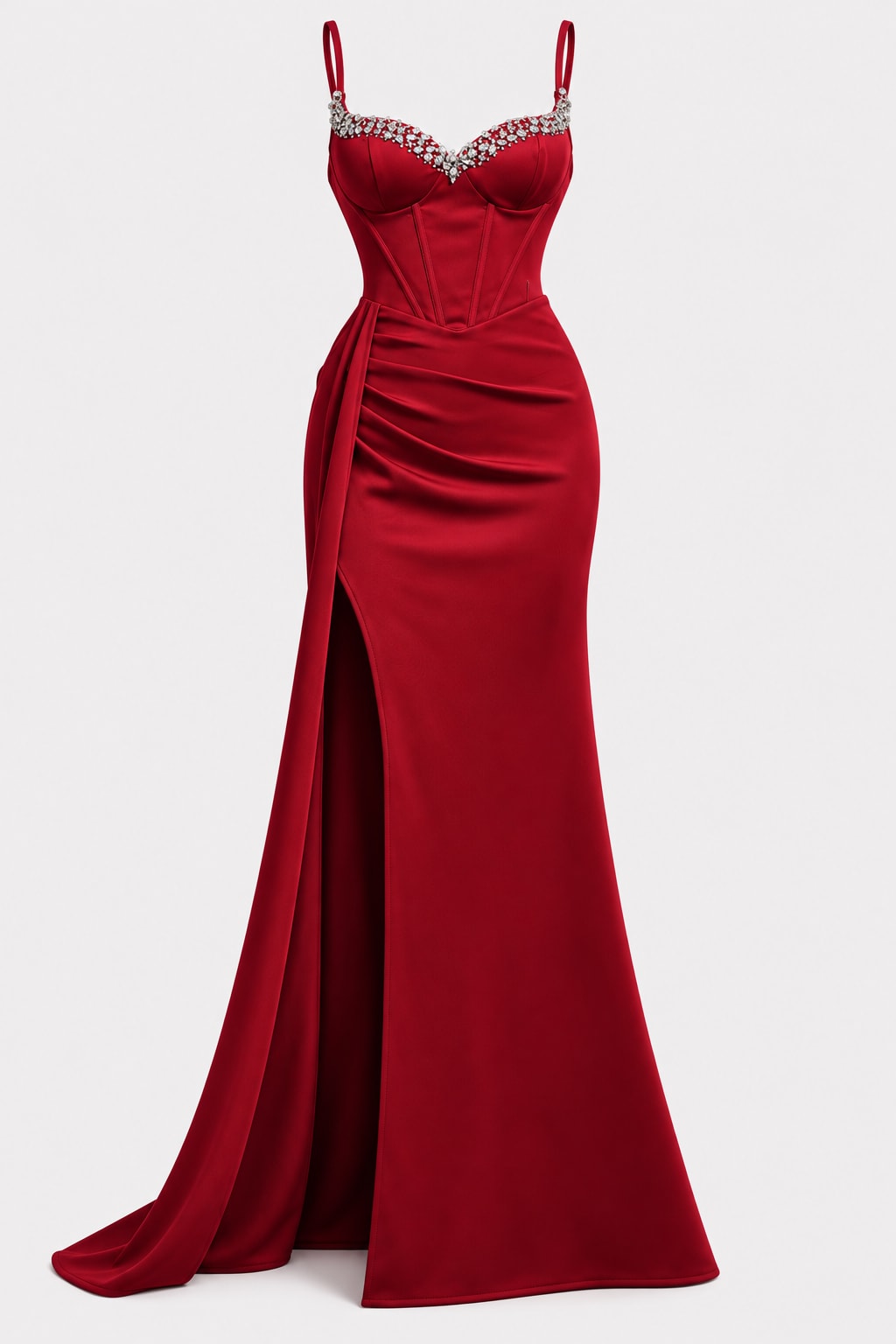Knit Maxi Dress V Neck Rhinestone Slit Glamorous - 1