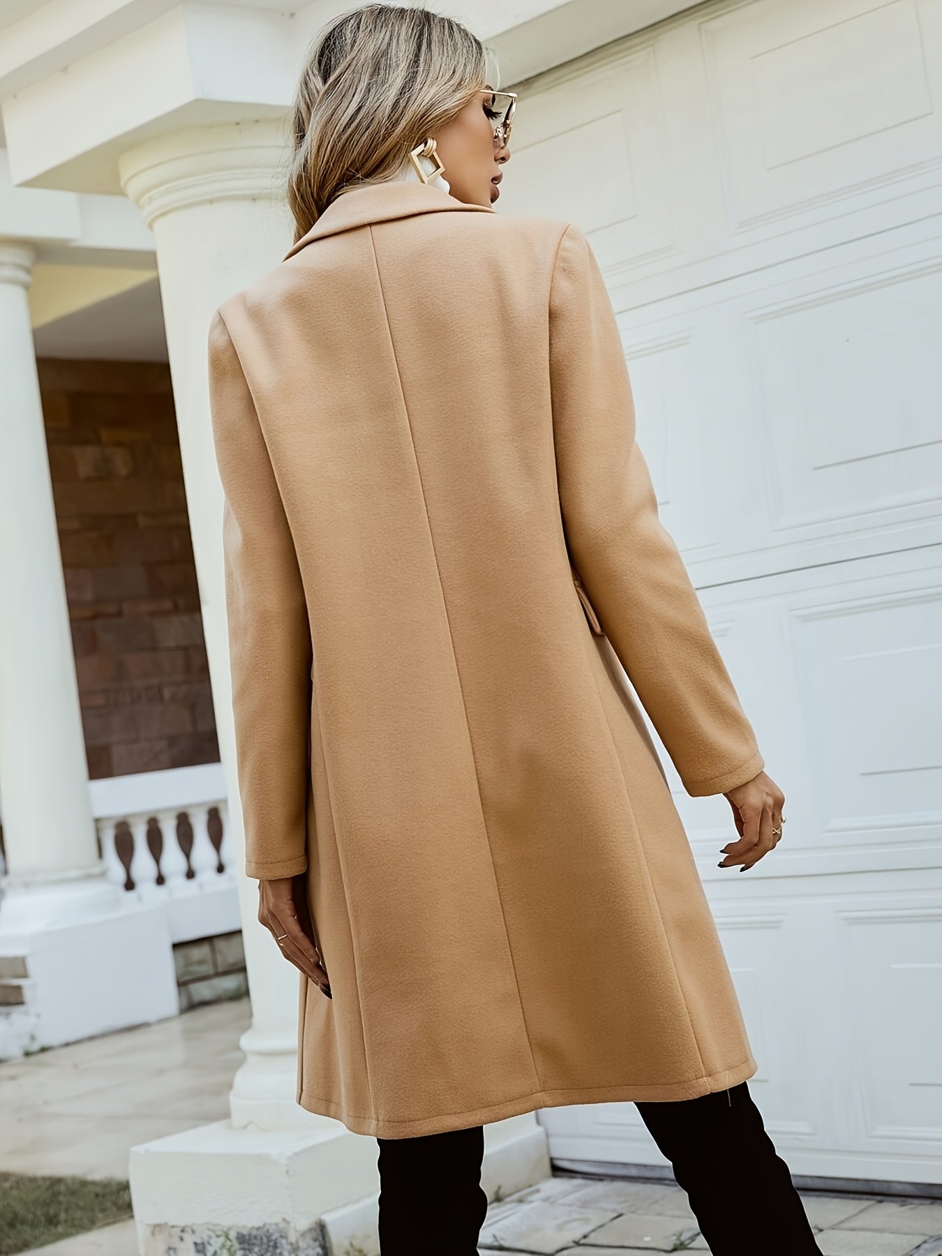 Mid-Length Double-Breasted Coat in Ginger - view 6