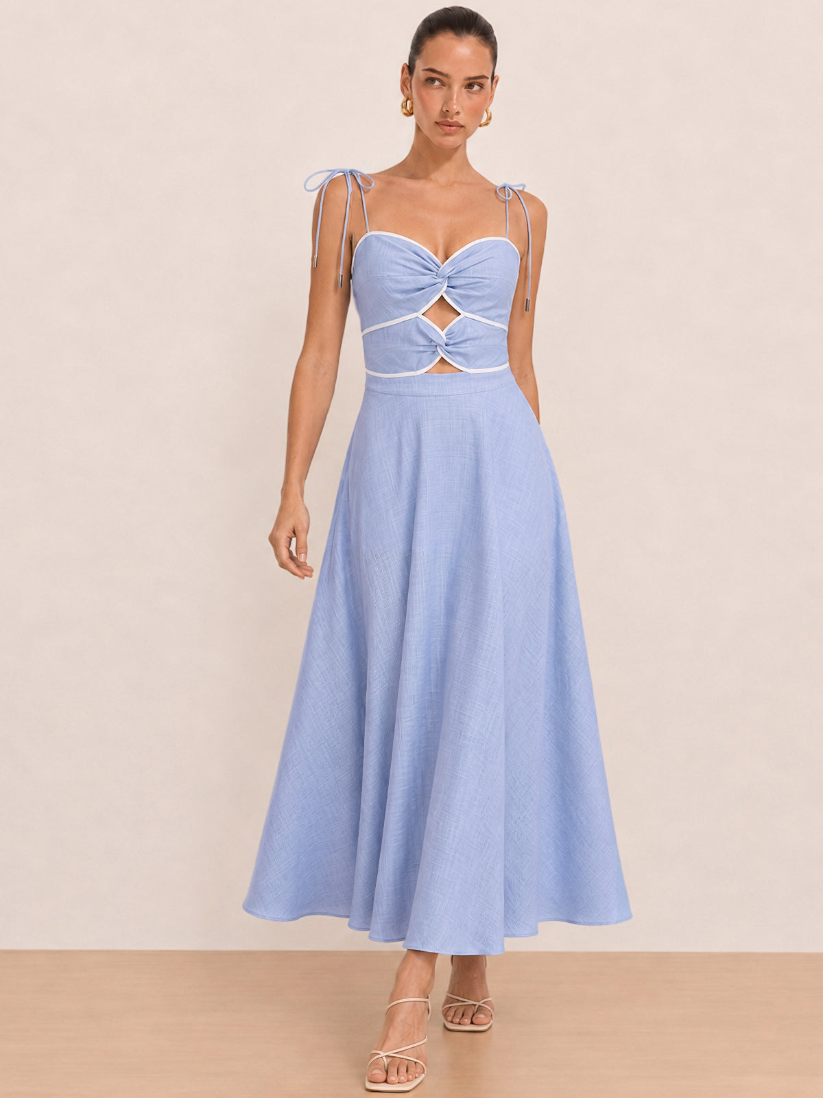 Cutout Tie-Strap Maxi Dress, Woven - view 2