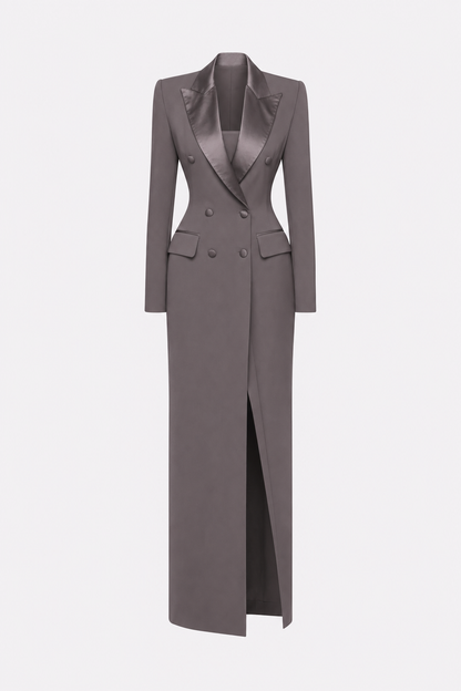 Satin double-breasted pencil blazer dress - view 15