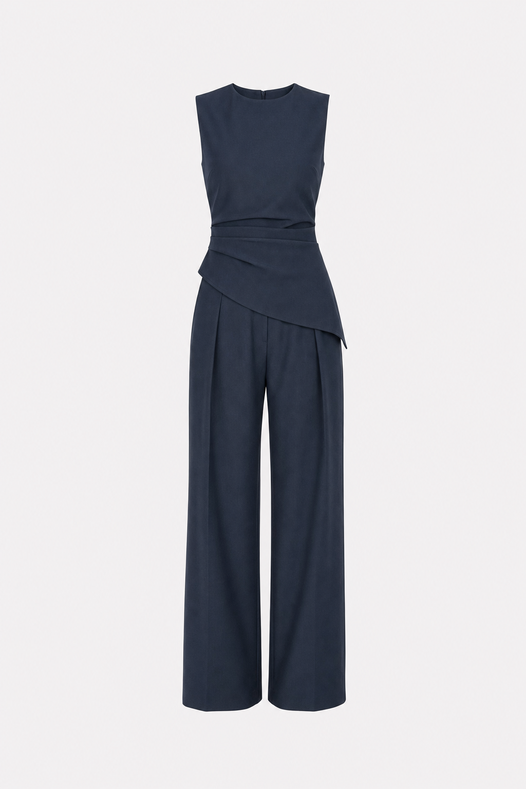 Woven asymmetric top and pleated pants set - view 8