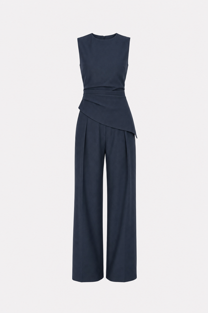 Woven asymmetric top and pleated pants set - view 8