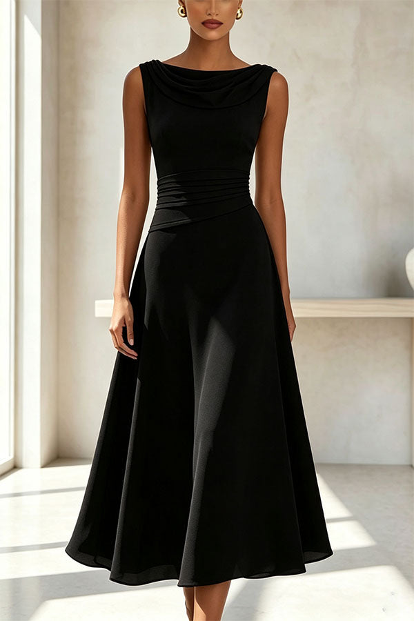 Swing Collar Sleeveless Midi Dress - view 3