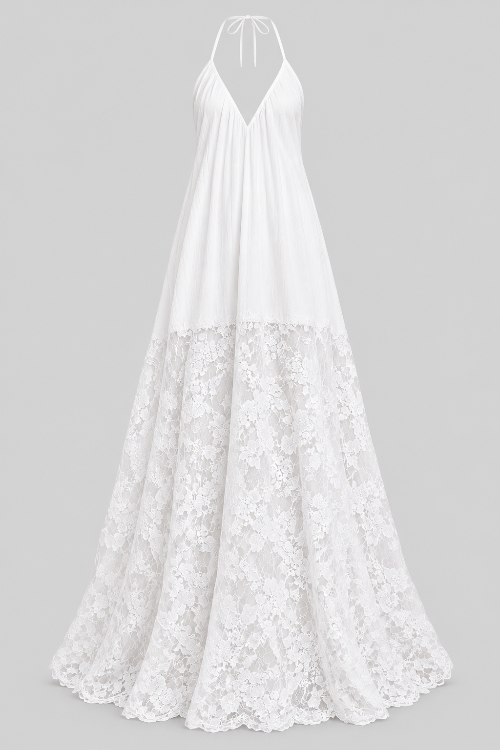 Polyester Maxi Dress With Floral Lace - 4