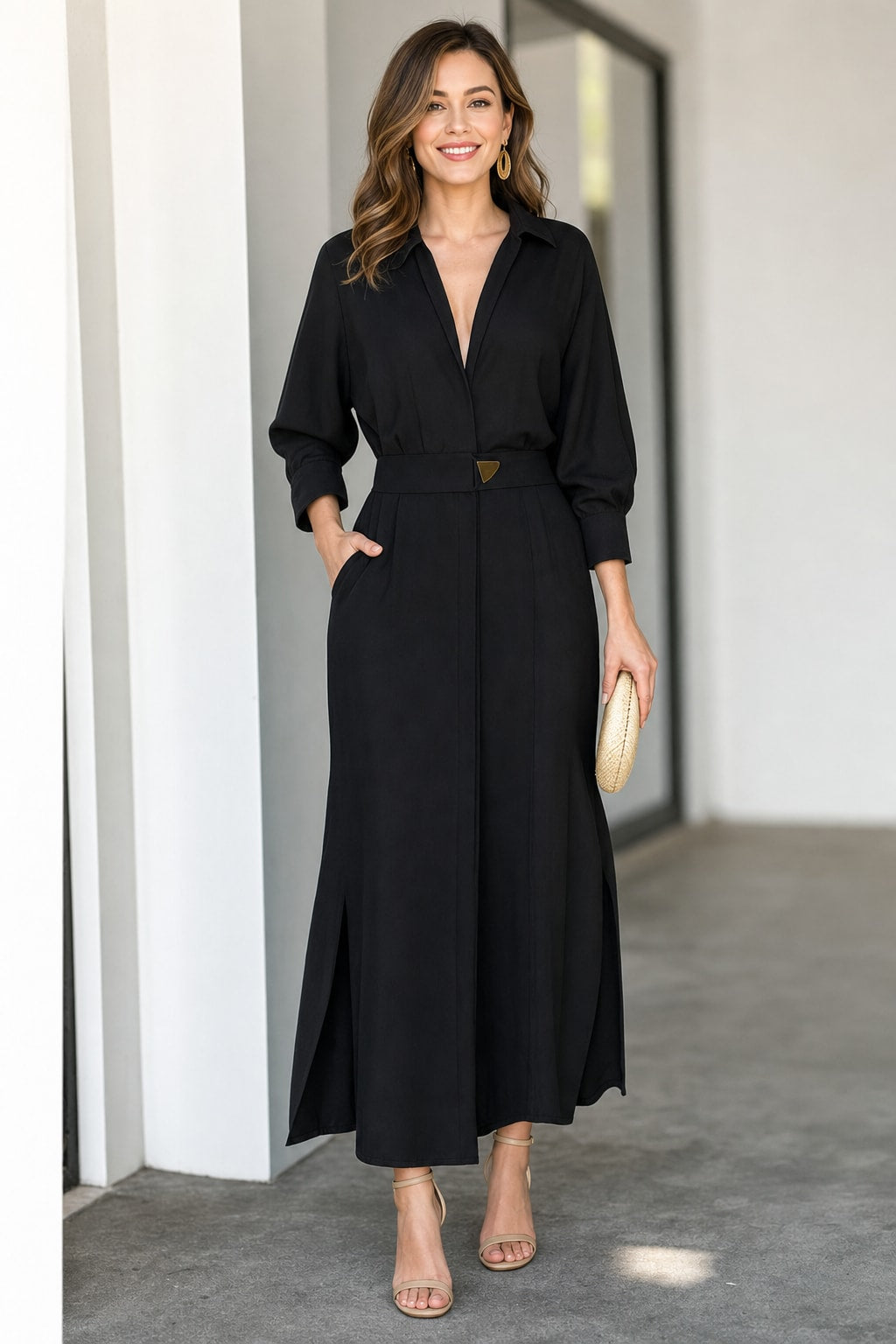Tied-Waist Shirt Maxi Dress - 7