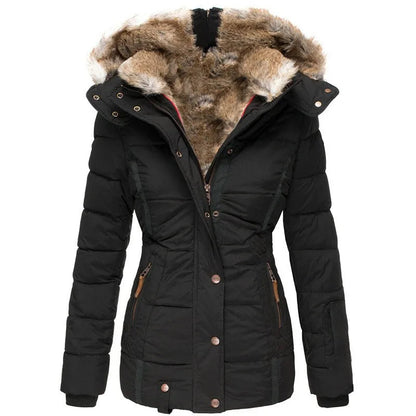 Quilted Hooded Jacket With Faux Fur Trim - view 5