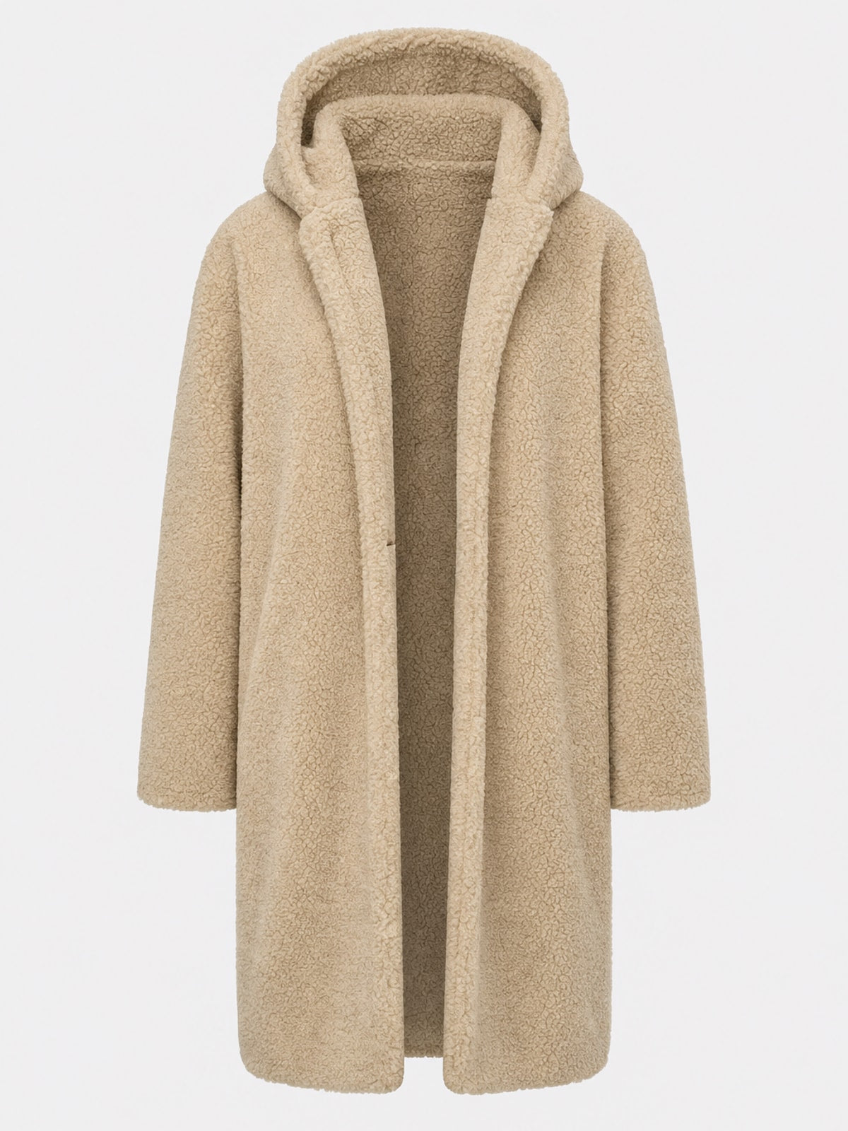 Women's Long Teddy Wool Coat With Hood Cozy Winter Warmth - 1