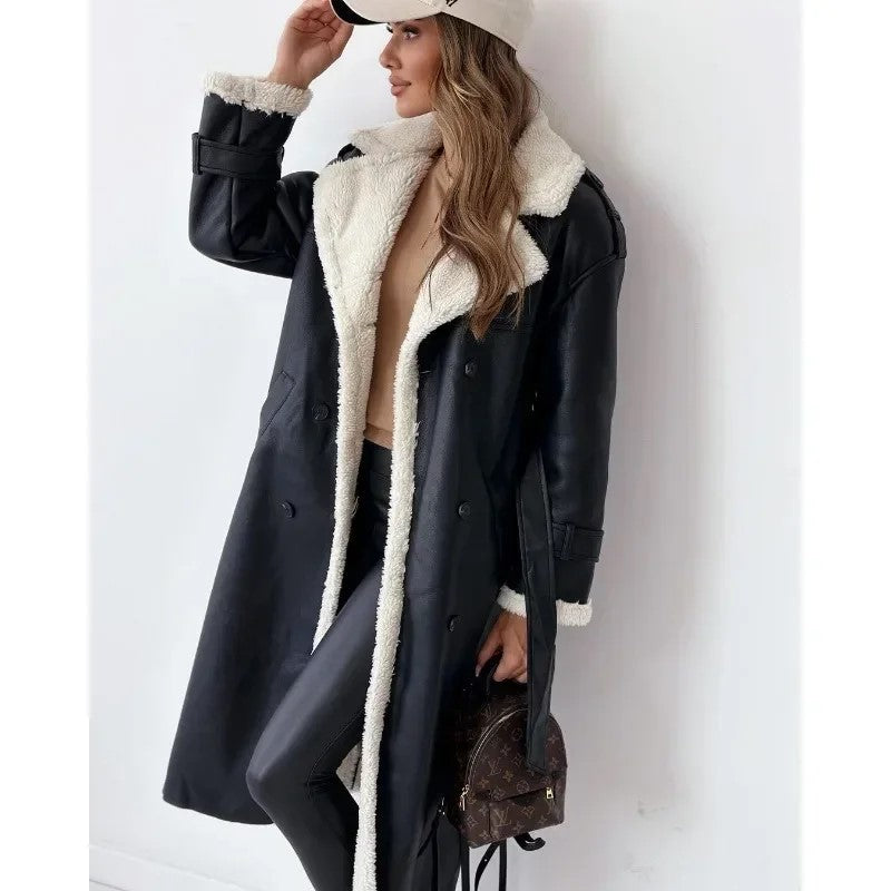 A-line coat with warm lining and pockets - view 3