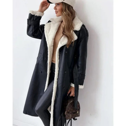 A-line coat with warm lining and pockets - view 3