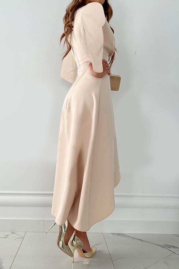 Ruffle Trim Maxi Dress With Long Sleeves - view 5