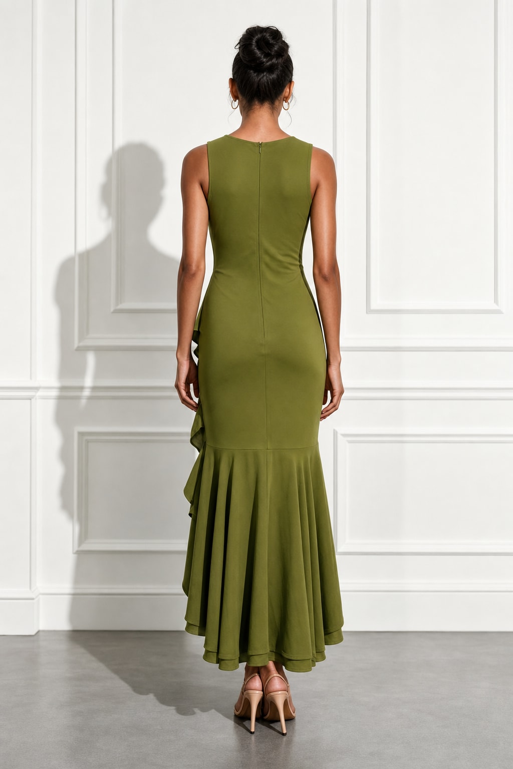 Ruffled Knit Bodycon Maxi Dress - 3