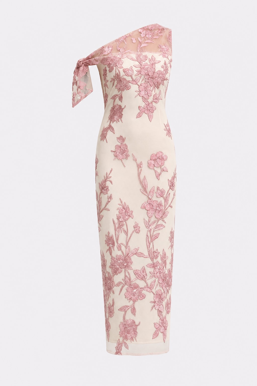 Polyester One-Shoulder Sheath Maxi Dress - 1