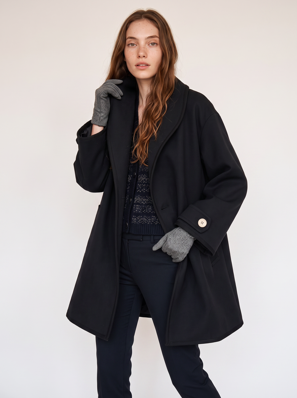 Women's Belted Warm Wool-Blend Coat Oversized Fit - 12