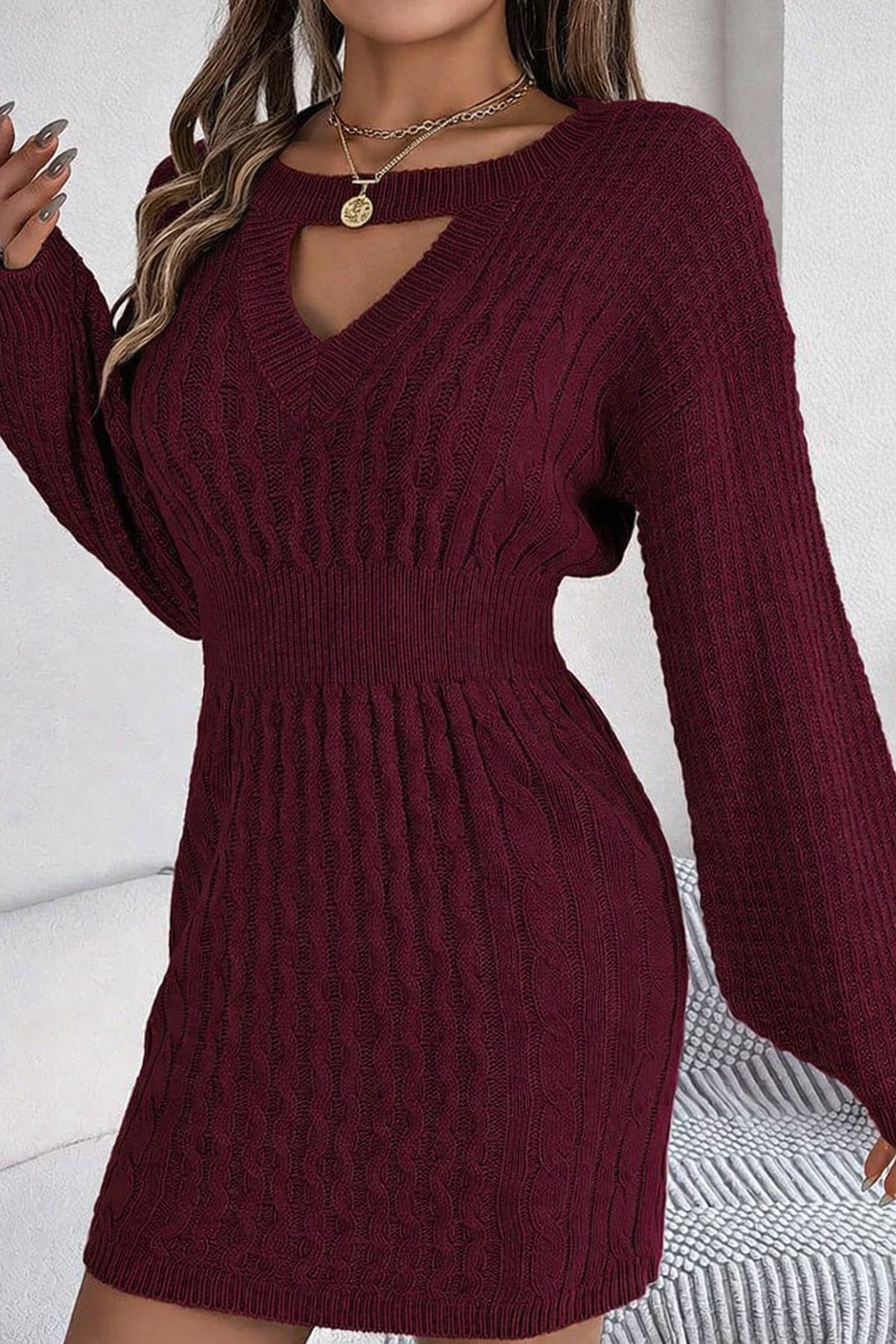 Polyester Knit Dress With Sleek A-Line Silhouette - 2
