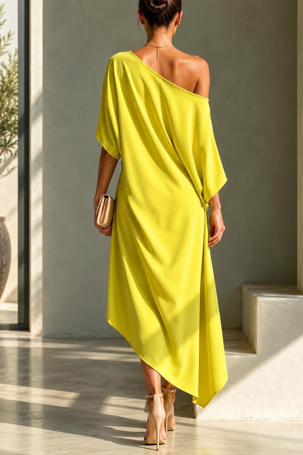 Lightweight One-Shoulder Asymmetric Dress - 3