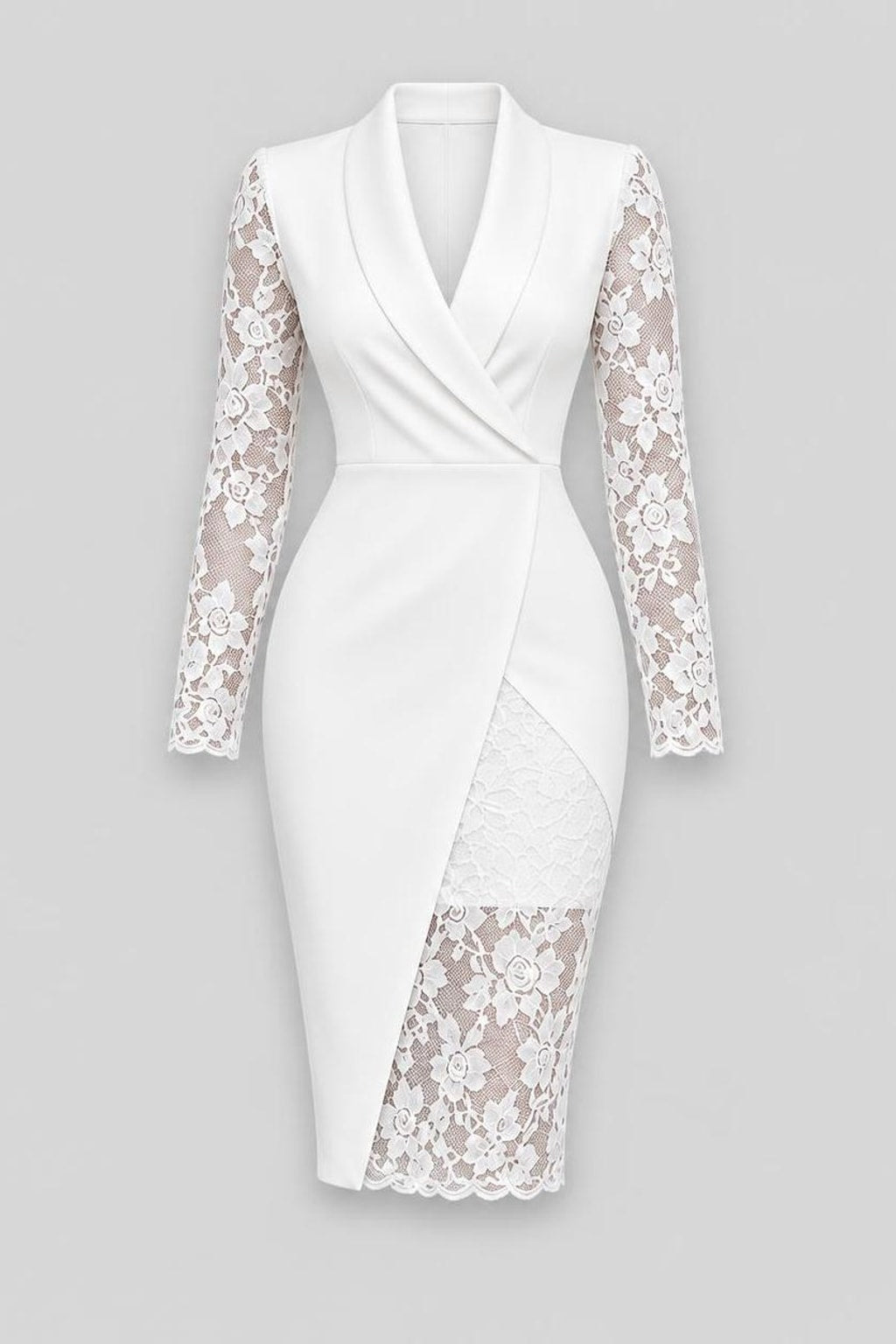 Floral Lace Blazer Dress With Tailored Waist - 1